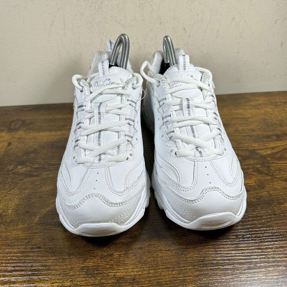 💕EUC Skechers D Lites Fresh Start‎ 11931 White Shoes Sneakers Womens Size 9 EW - Picture 2 of 9
